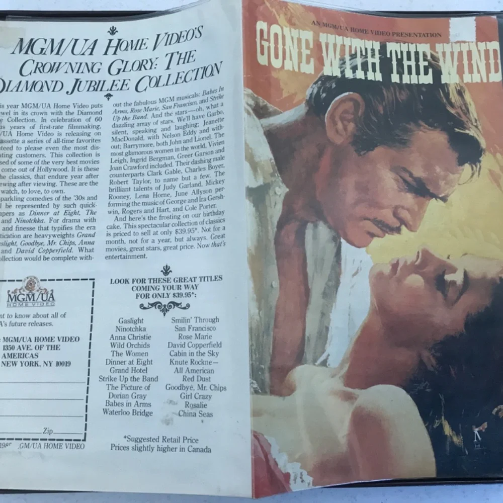 Collectible Vintage 2 tape VHS set Gone with the Wind by MGM UA, mint condition
